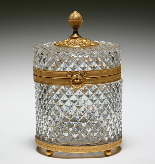 Appraisal: French crystal box with ormolu mounts H Good condition with