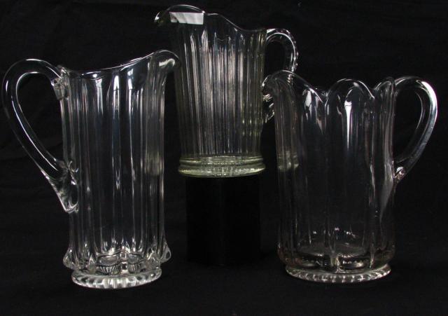 Appraisal: Group of Three Antique Glass Pitchers '' '' and ''