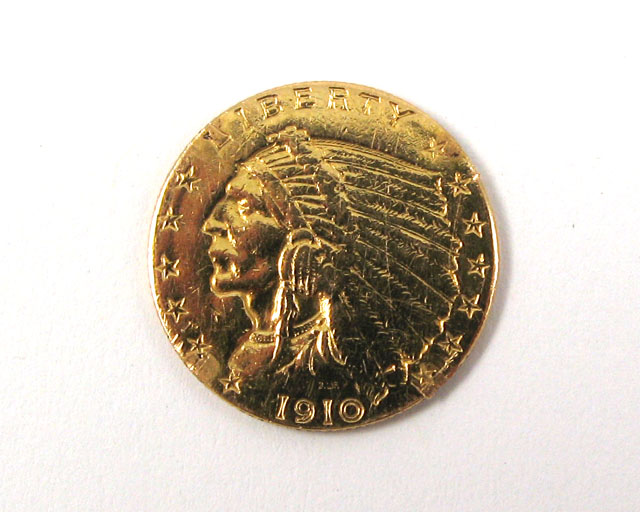 Appraisal: U S TWO AND ONE-HALF DOLLAR GOLD COIN Indian head