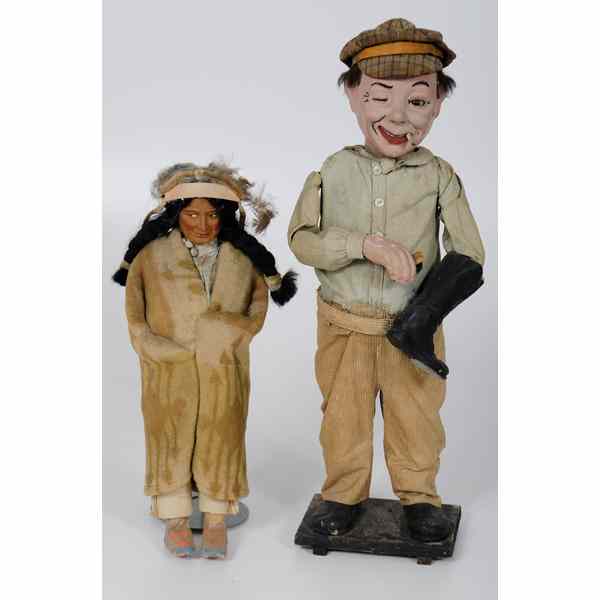 Appraisal: Composition Character Dolls One Mechanical Two dolls of composition depicting