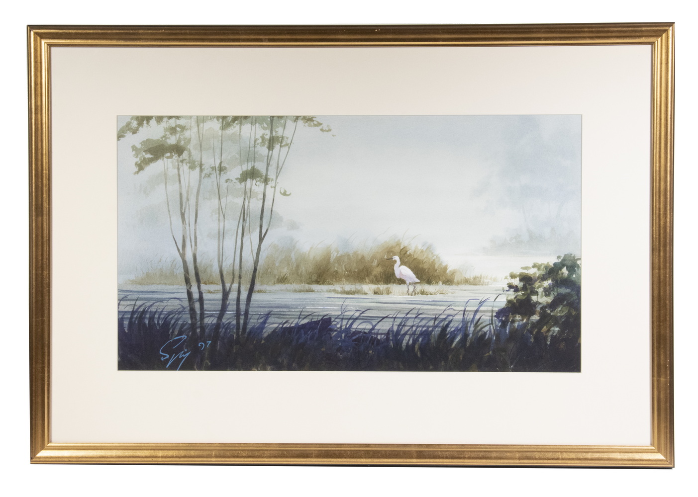 Appraisal: ROBERT SPRING TH C MAINE White Heron in Wetlands watercolor