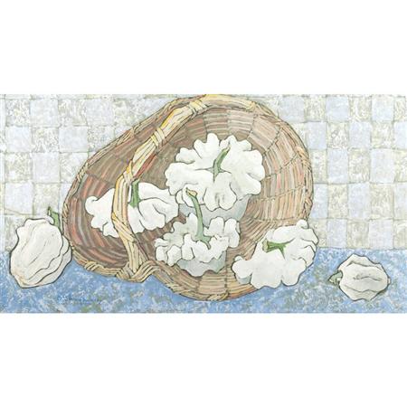 Appraisal: Michael O'Shaughnessy American th Century Basket of White Squash Estimate