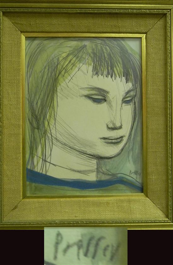 Appraisal: Josef Presser - mixed media portrait of child signed LR