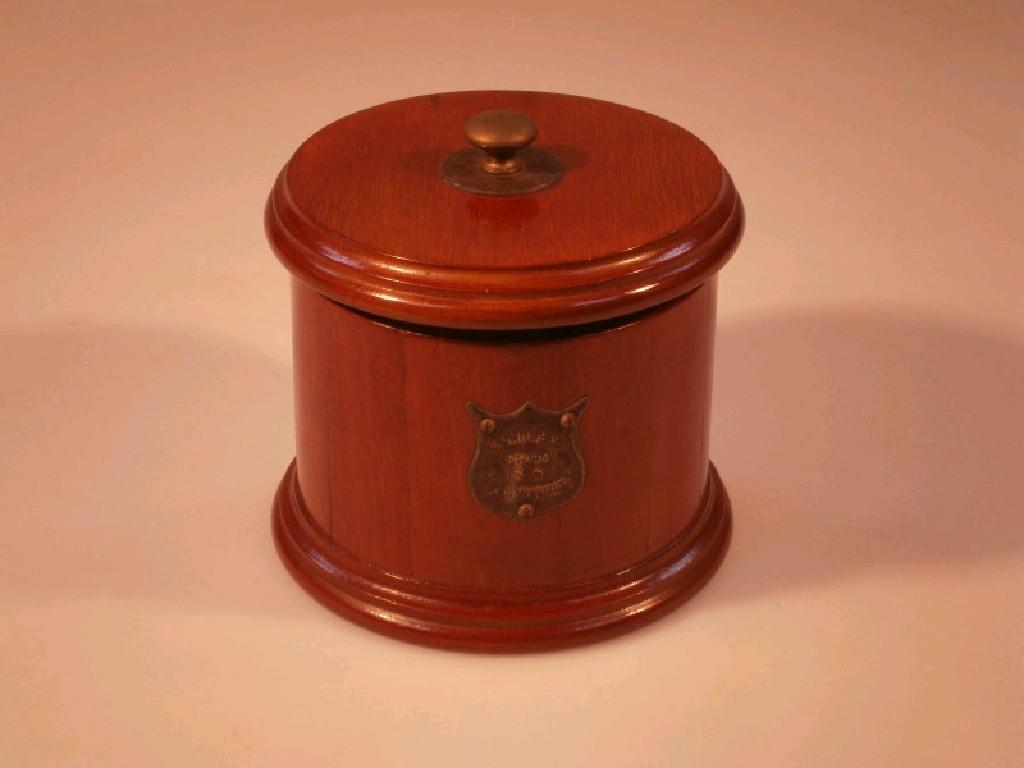 Appraisal: A circular tea or tobacco jar made in mahogany from