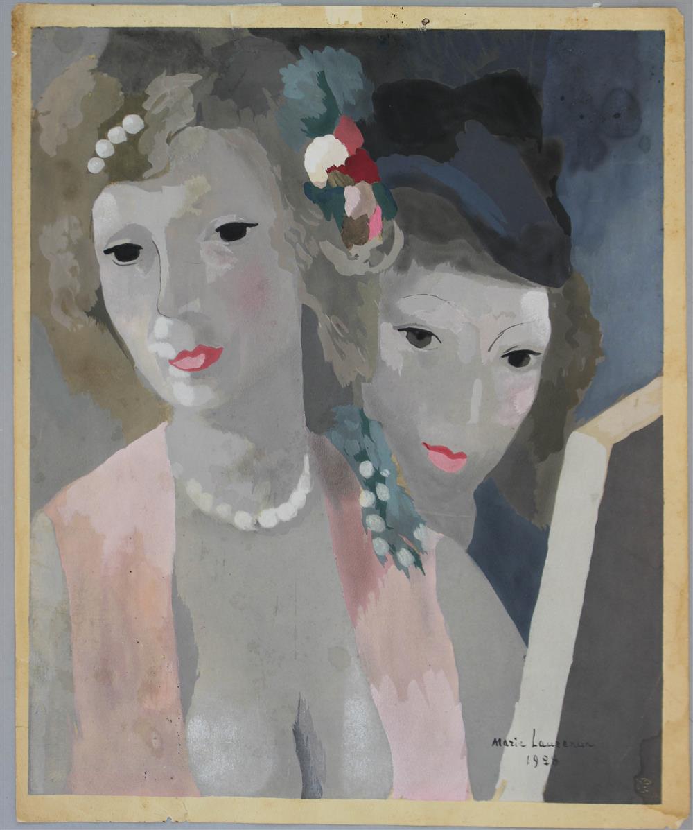 Appraisal: MARIE LAURENCIN FRENCH - TWO LADIES Pochoir in colors x