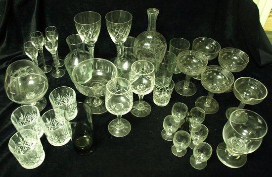 Appraisal: Five hollow stem champagne glasses and sundry glass