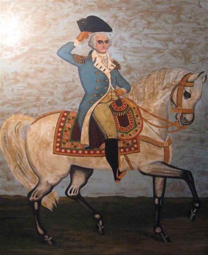 Appraisal: American School th century portrait of George Washington on horseback