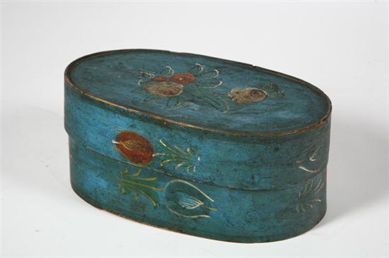 Appraisal: BRIDE'S BOX American or European th century Oval bentwood box