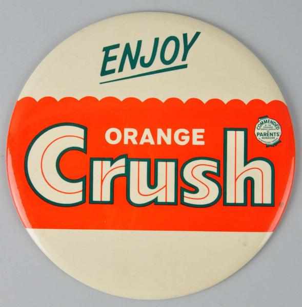 Appraisal: s Celluloid Orange Crush Button Description Variation with parents magazine