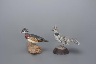 Appraisal: Miniature Wood Duck and Ruffed Grouse James Lapham Miniature Wood