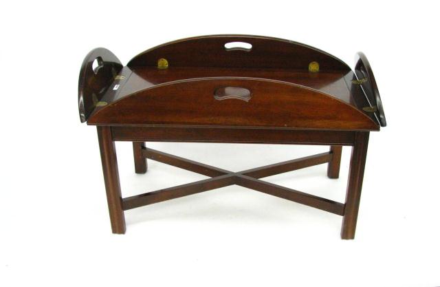 Appraisal: Period Style Mahogany Butler's Tea Table with Brass Hinges