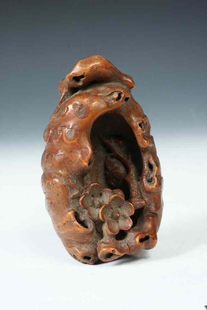 Appraisal: BAMBOO CARVED BRUSH WASHER - Chinese Brush Washer carved from