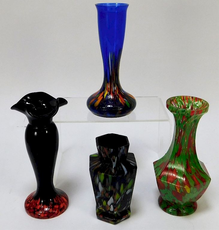 Appraisal: PC Kralik Bohemian Art Glass Bud Vases Bohemia th Century