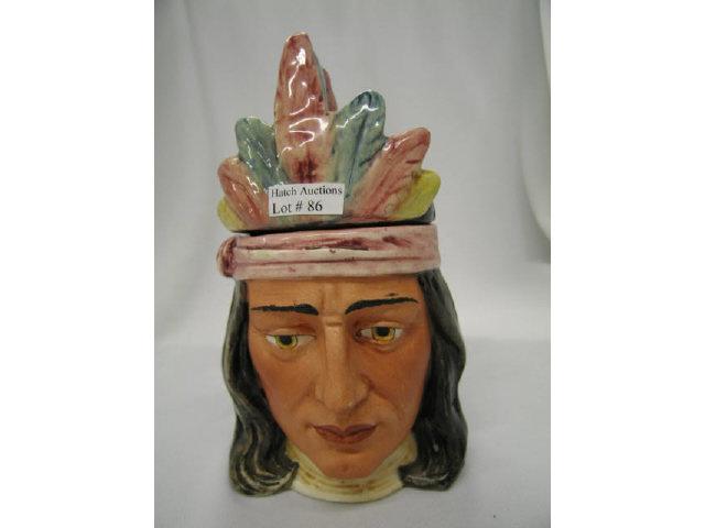 Appraisal: Victorian Figural Majolica Pottery Tobacco Jar Indian in headress minor