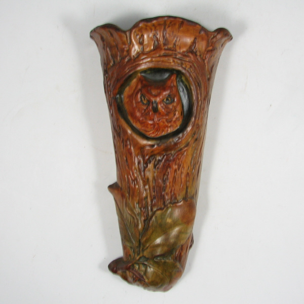 Appraisal: Weller Woodcraft Owl Wall Pocket Weller Woodcraft owl wall pocket