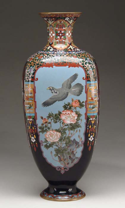 Appraisal: LARGE JAPANESE CLOISONNE VASE Wonderful Cloisonn vase has slightly square