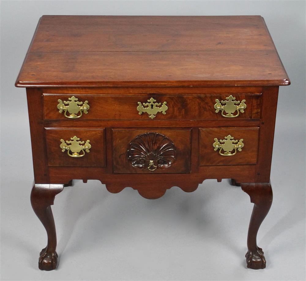 Appraisal: CHIPPENDALE CARVED WALNUT LOWBOY DELAWARE VALLEY CA having a rectangular