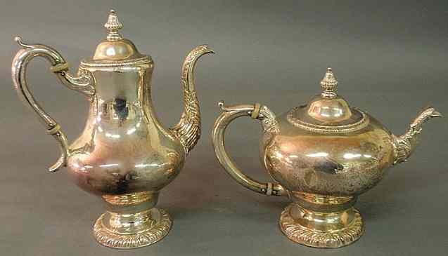 Appraisal: Sterling silver teapot and coffeepot retailed by Bailey Co Philadelphia