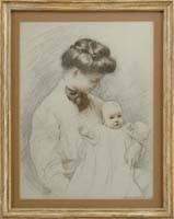 Appraisal: WILL ROWLAND DAVIS American - MOTHER AND CHILD Mixed media