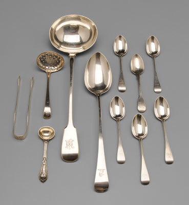 Appraisal: Eleven Pieces English Silver Flatware th and th century includes