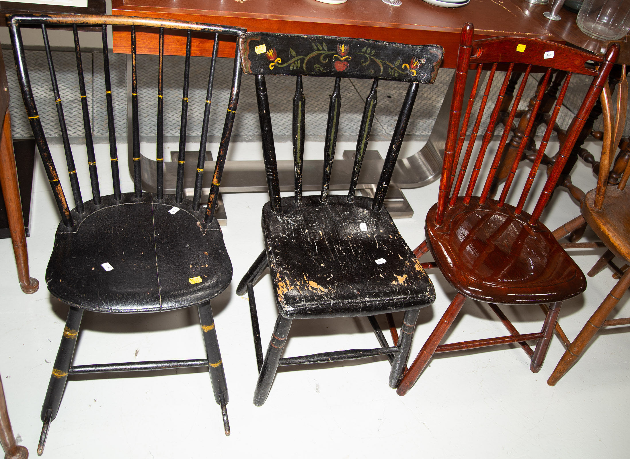 Appraisal: A SELECTION OF SIX CHAIRS Including a Windsor rocking chair