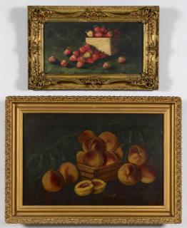 Appraisal: American Fruit Still Life Paintings st item American oil on