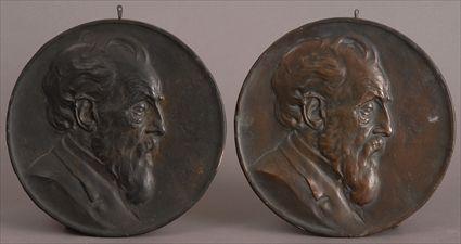 Appraisal: CHESTER BEACH - A PAIR OF PORTRAIT RONDELS Bronze bas