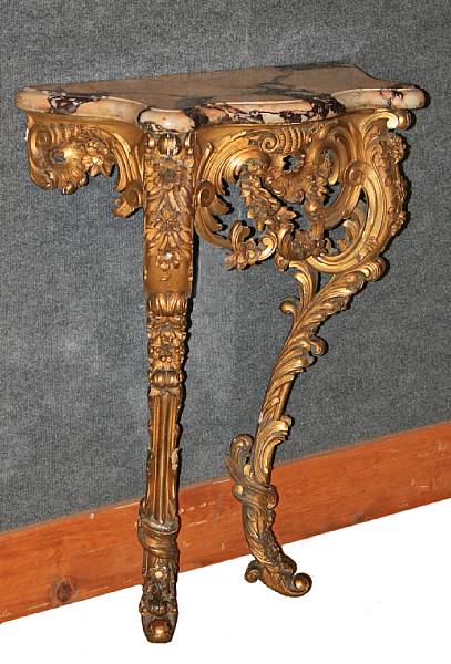 Appraisal: A Louis XV style giltwood console height in width in