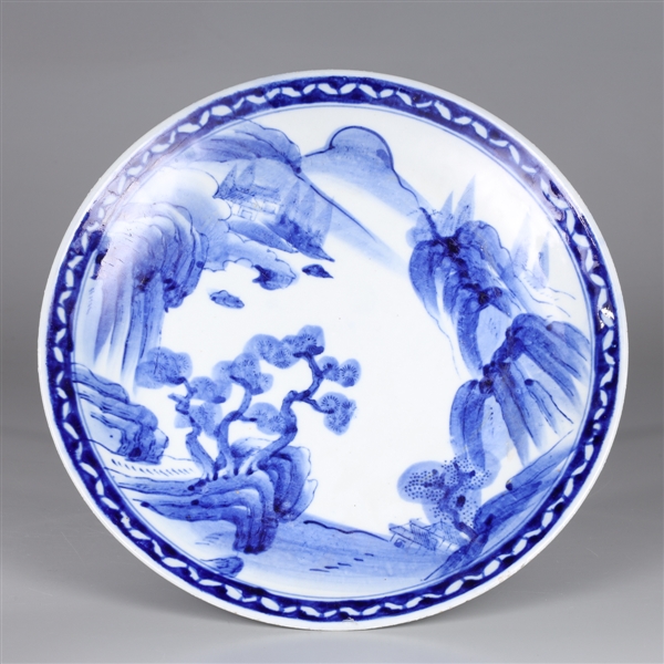 Appraisal: Japanese porcelain blue and white porcelain plate with a mountainous