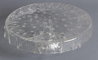 Appraisal: Glass Cake Plateau Glass cake plateau features lace detail and