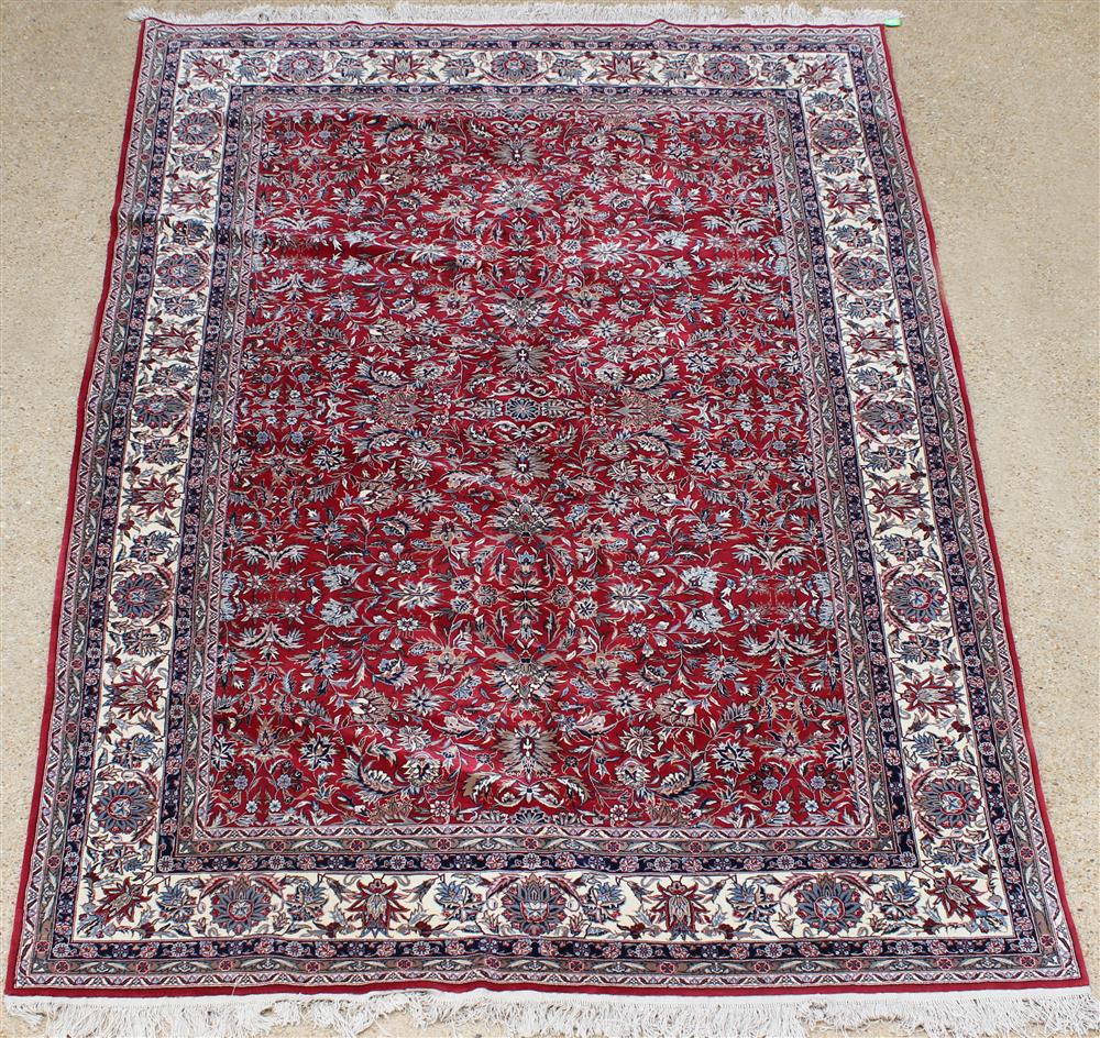 Appraisal: EUROPEAN PERSIAN KASHAN SILK AND WOOL RUG allover design on