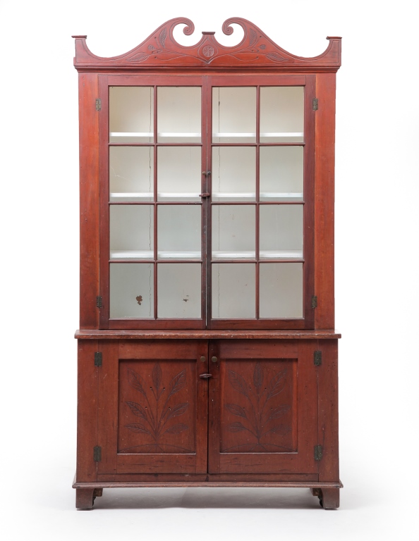 Appraisal: VIRGINIA ONE PIECE STEPBACK CUPBOARD First quarter th century cherry