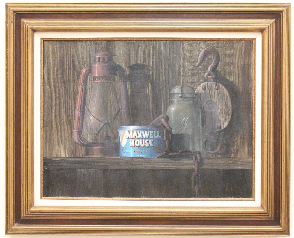 Appraisal: JACK SHOEMAKER Michigan th century oil on canvas western still-life