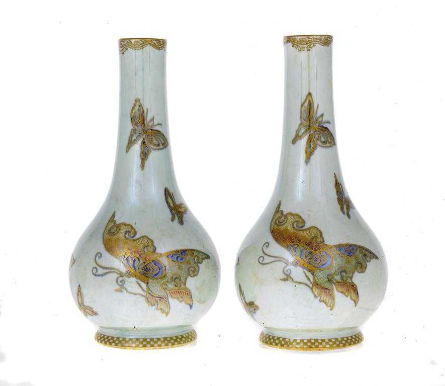 Appraisal: A PAIR OF WEDGWOOD BUTTERFLY LUSTRE VASES DESIGNED BY DAISY