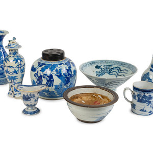 Appraisal: Nine Chinese Export Blue and White Porcelain Articles THE EWER