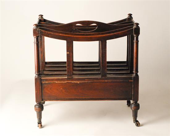 Appraisal: A Single Drawer Mahogany Canterbury with four slatted compartments to