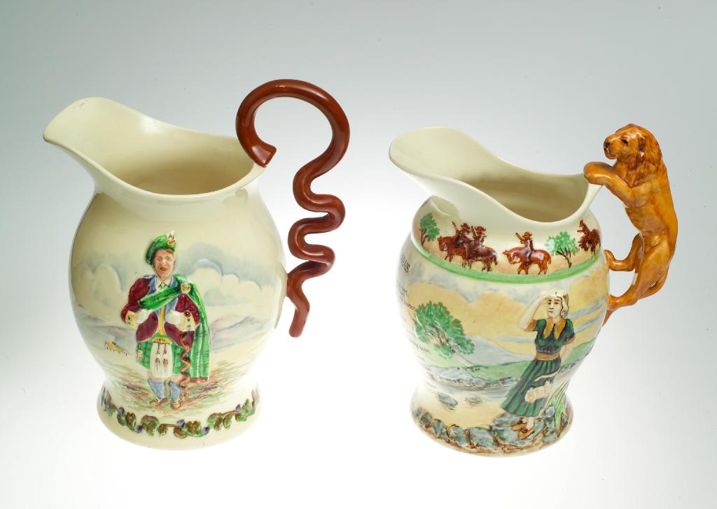 Appraisal: CROWN DEVON HARRY LAUDER MUSICAL JUG the handle modelled as