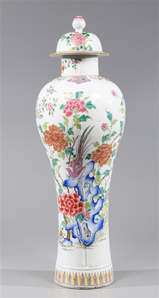 Appraisal: Tall and slender Chinese Famille Rose enameled porcelain vase of