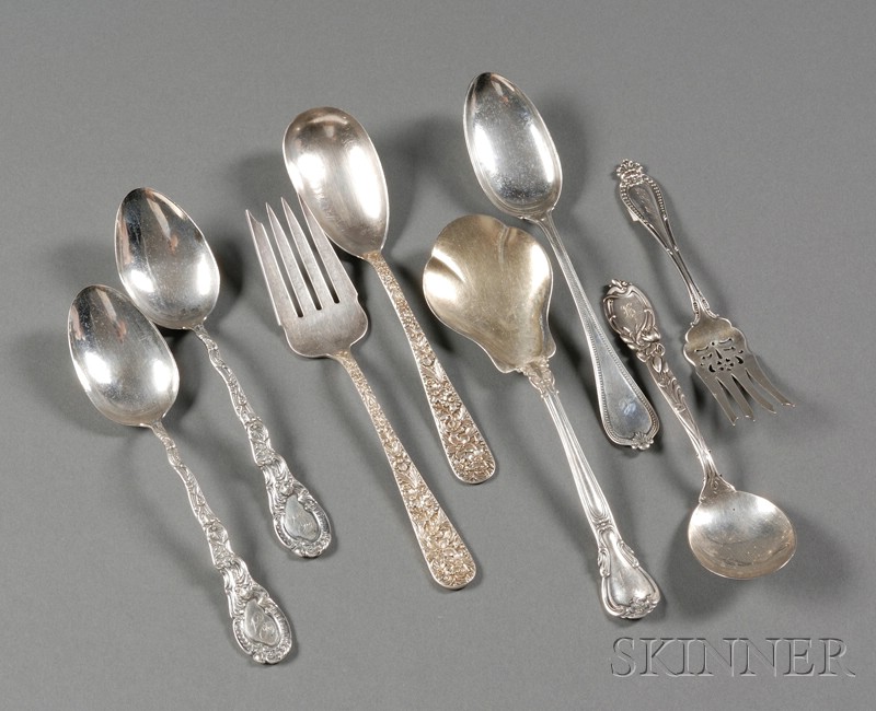 Appraisal: Eight Sterling Flatware Serving Pieces th century a pair of