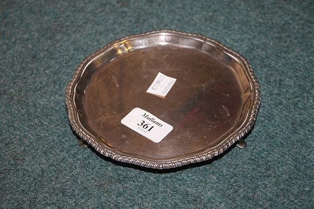 Appraisal: A SMALL GEORGIAN STYLE SILVER CARD TRAY with raised pie-crust