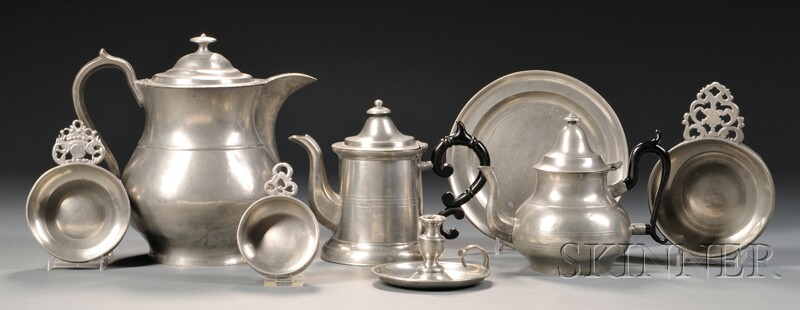 Appraisal: Eight Pewter Items America early to mid- th century a