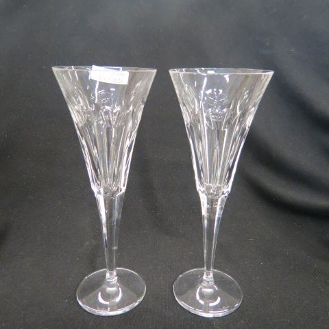 Appraisal: Waterford Cut Crystal Toasting Flutes heart design signed great wedding