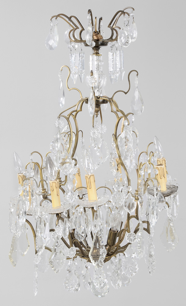 Appraisal: Venetian Style Brass and Crystal -Light Chandelier French or Italian