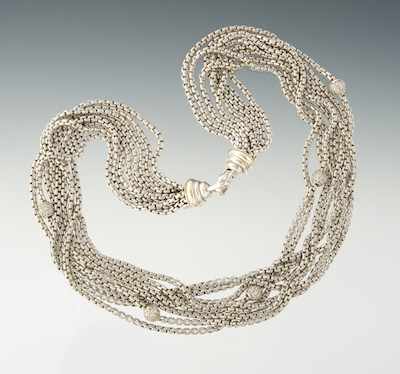 Appraisal: A David Yurman Sterling Silver and Diamond Necklace Sterling silver