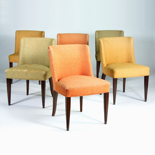 Appraisal: EDWARD WORMLEY DUNBAR Set of six dining chairs on tapering