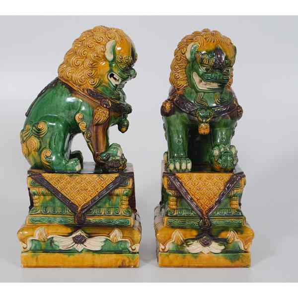 Appraisal: Chinese Sancai Foo Dogs Chinese A pair of sancai foo