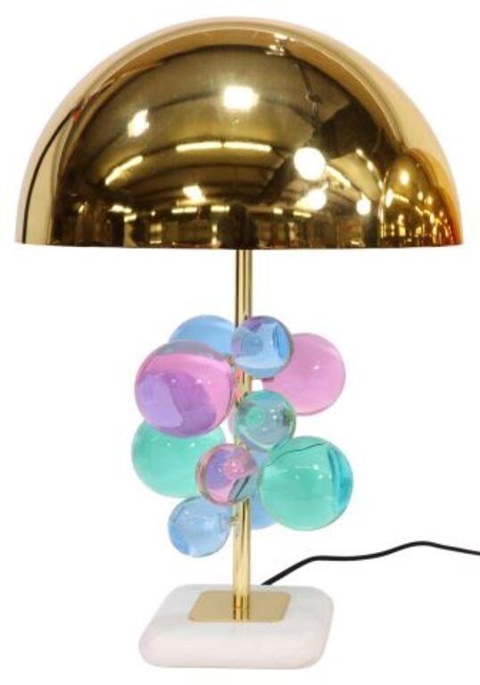 Appraisal: Contemporary brass and acrylic Globo table lamp Jonathan Adler having