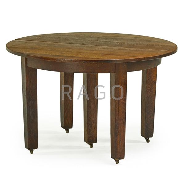 Appraisal: GUSTAV STICKLEY Dining table Condition Report Wear to original finish