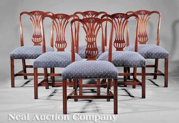 Appraisal: A Suite of Eight American Chippendale-Style Carved Mahogany Dining Chairs