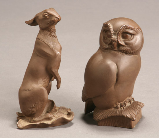 Appraisal: Two Meissen B ttger Stoneware Figures of an Owl and